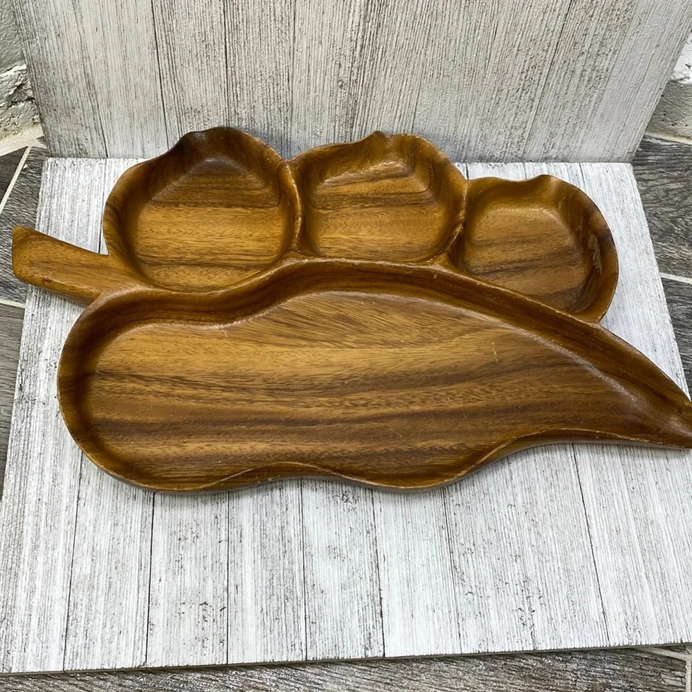 Large Vintage Monkey Wood Serving Dish Bowl 4